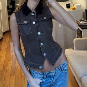 CHRISTIAN LACROIX Brown Shearling Vest (XS)